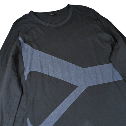 Y's Flipped Logo Oversized Long Sleeve T-Shirt Black Size 2