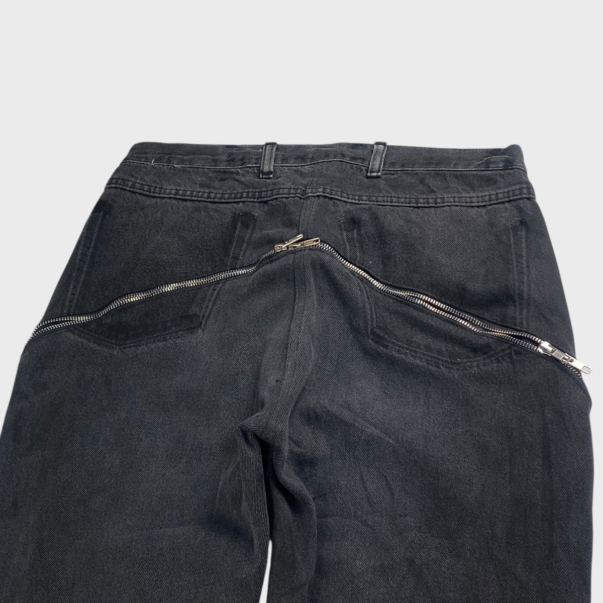 REMAKE Reconstructed Denim x Leather Zip Flare Pants Size 32