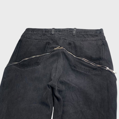REMAKE Reconstructed Denim x Leather Zip Flare Pants Size 32