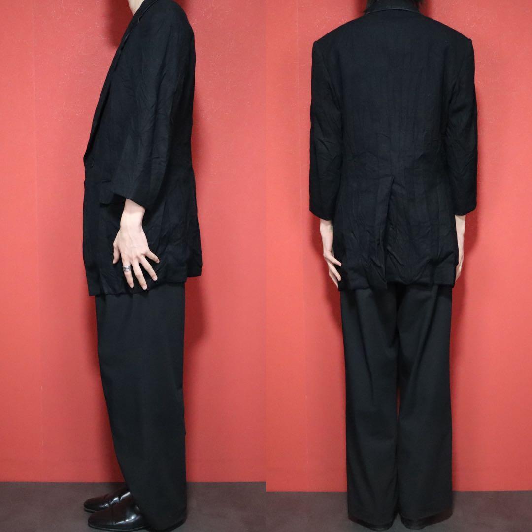 Yohji Yamamoto Black Silk Paneled Crinkled Tailored Size 3