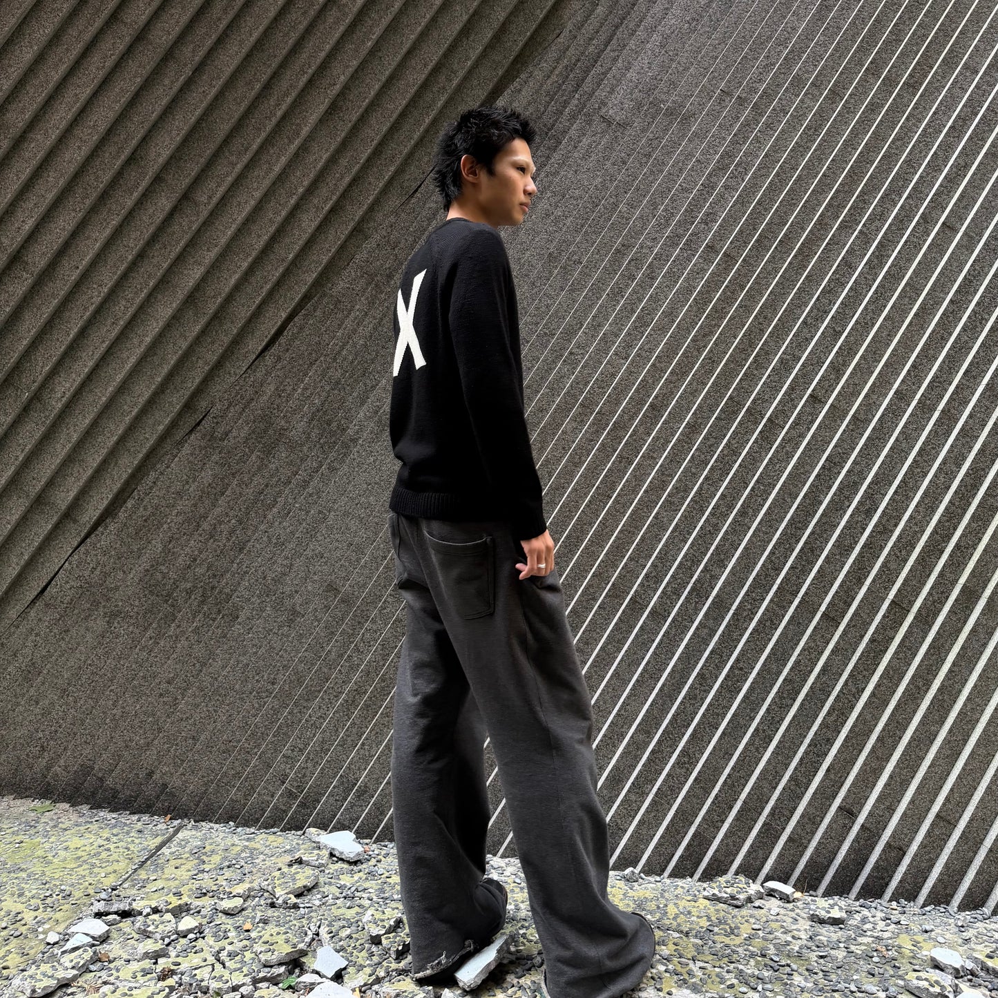 Armani Exchange Black Wool Logo Crewneck Sweater