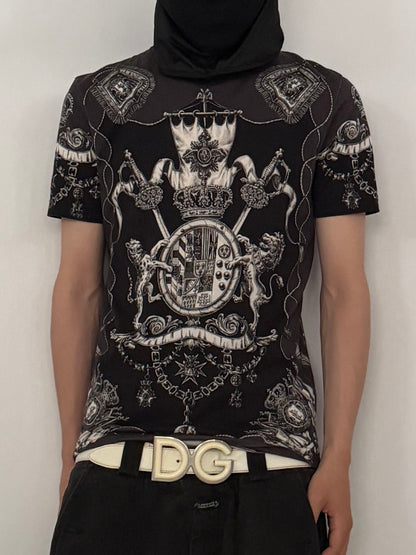 DOLCE&GABBANA Cotton All-Over Pattern T-Shirt Size 44