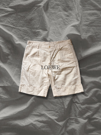 LOEWE Cotton Linen Side Layered Slit Shorts White Size 44