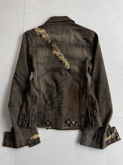 Midas Distressed Faded Denim Jacket Size M