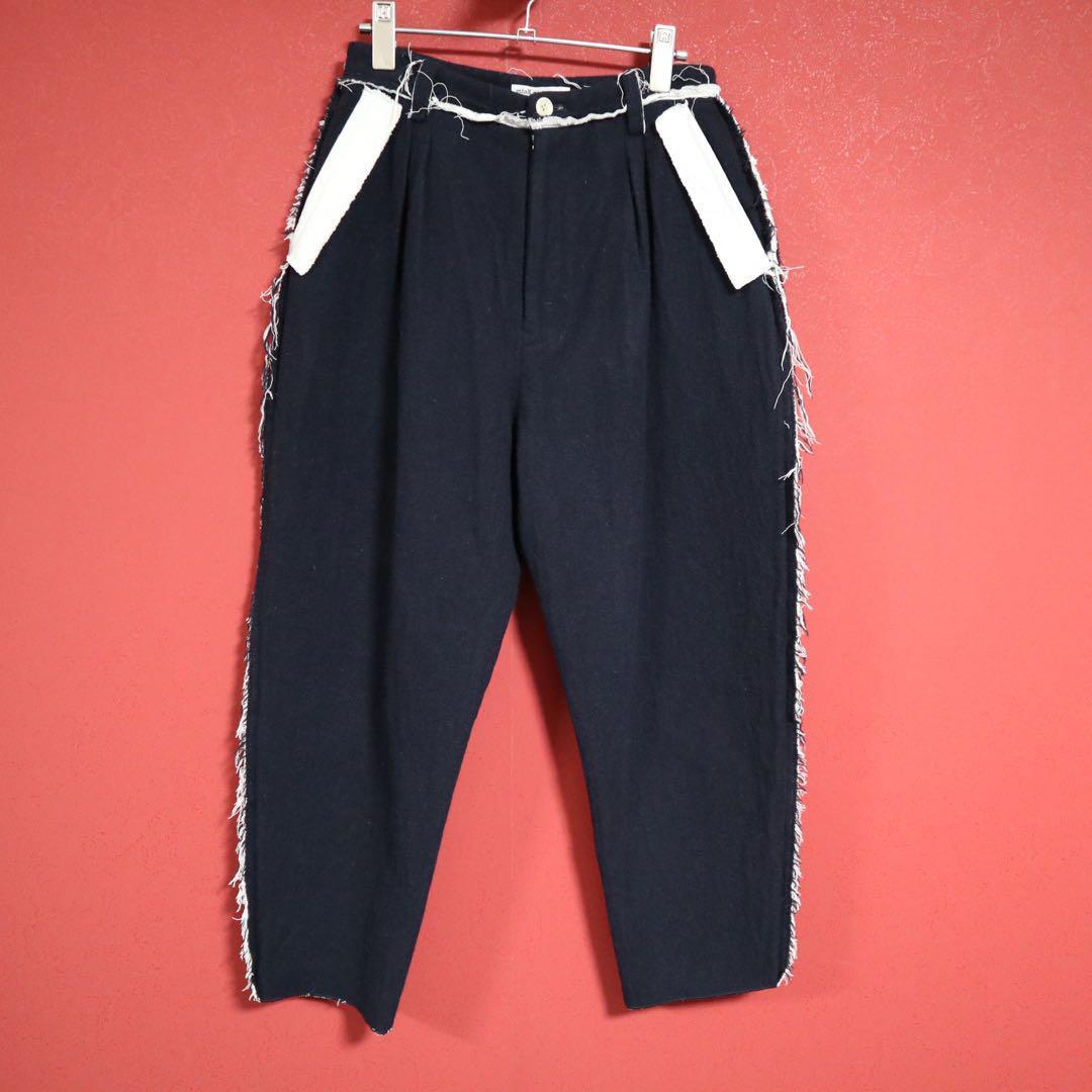 mina perhonen Navy Frayed Wide Slacks Size 36