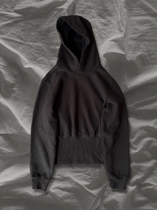 BALENCIAGA 2020s Cotton Cropped Hoodie Black Size XS