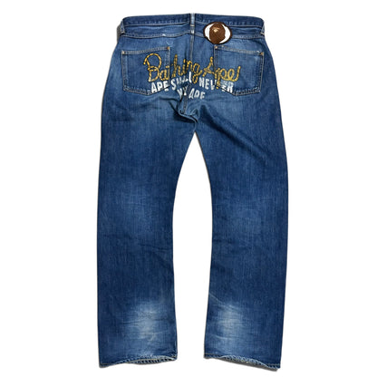 Bape A BATHING APE Embroidery Denim Jeans Size L