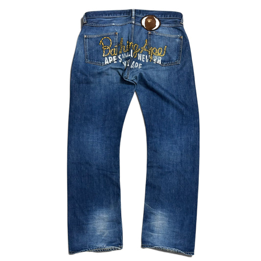 Bape A BATHING APE Embroidery Denim Jeans Size L