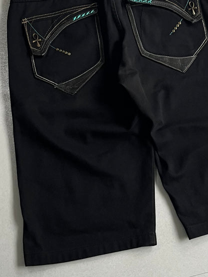 Pelle Pelle Black Denim Shorts Size W38