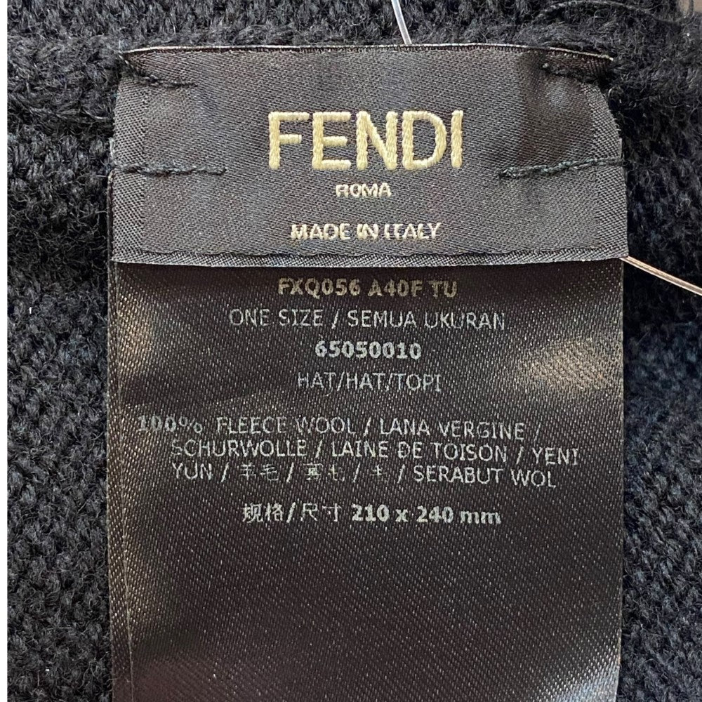 FENDI Black Wool Knit Beanie Size F