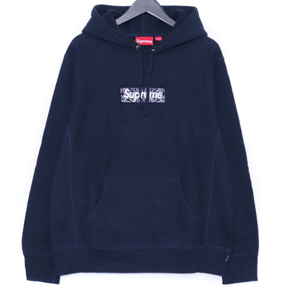 Supreme 19AW Bandana Box Logo Hooded Sweatshirt Navy Size M