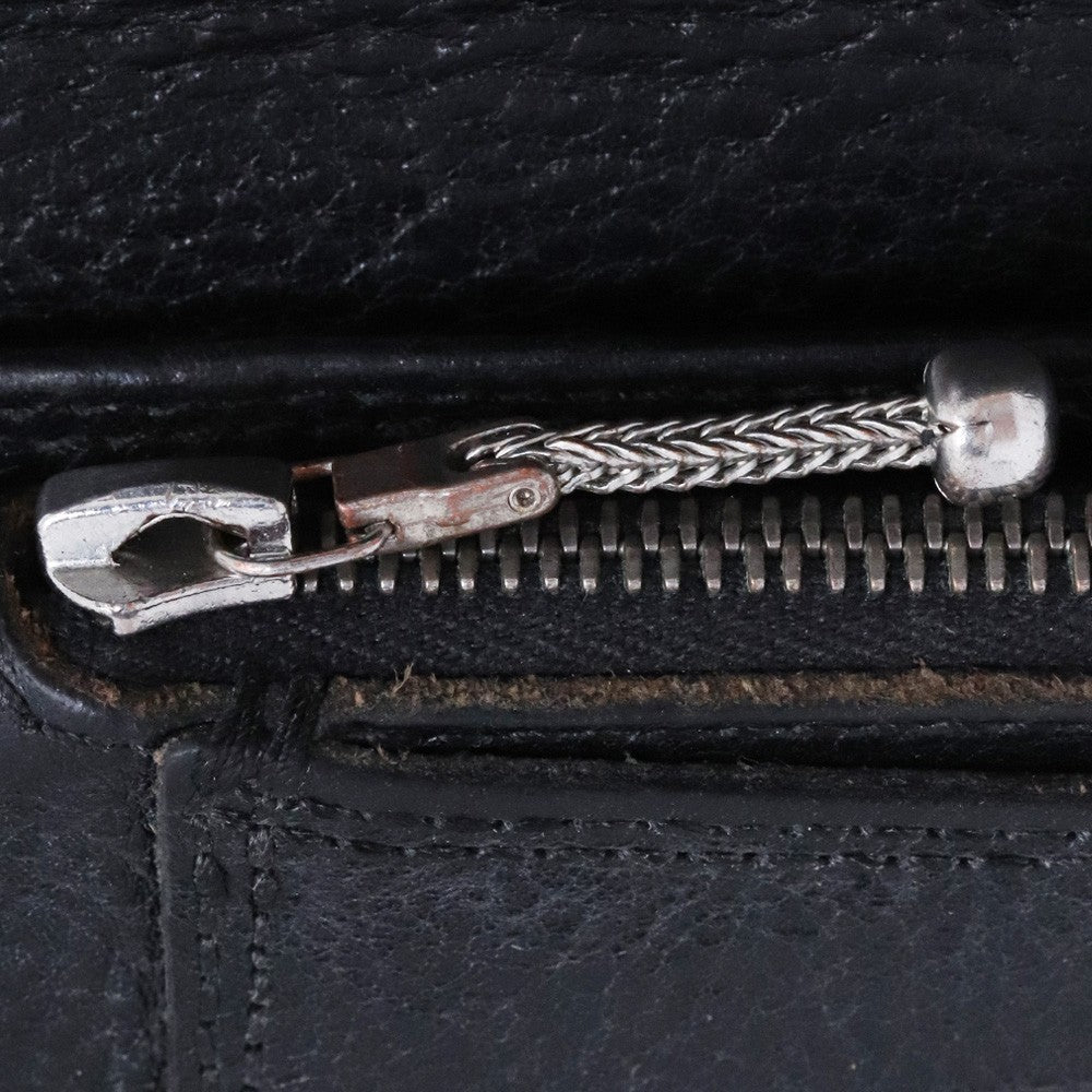 CHROME HEARTS 1Zip Cross Button Leather Wallet Black Size F