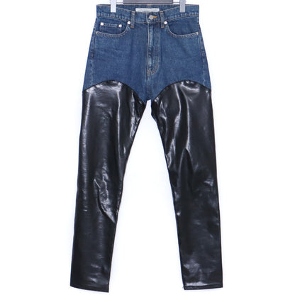 JOHN LAWRENCE SULLIVAN Leather Denim Jeans & Black Size L
