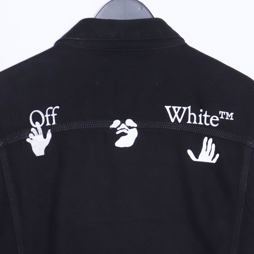 OFF-WHITE Logo Printed Denim Jacket Black Size XL