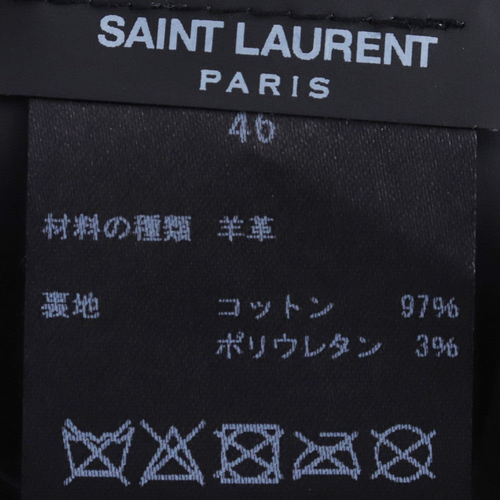 SAINT LAURENT Lamb Leather Skinny Pants Black Size 46