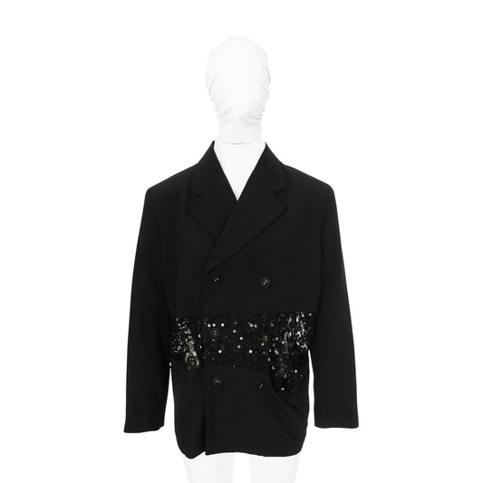 COMME des GARCONS Wool Blend Sequin Jacket Black Size S