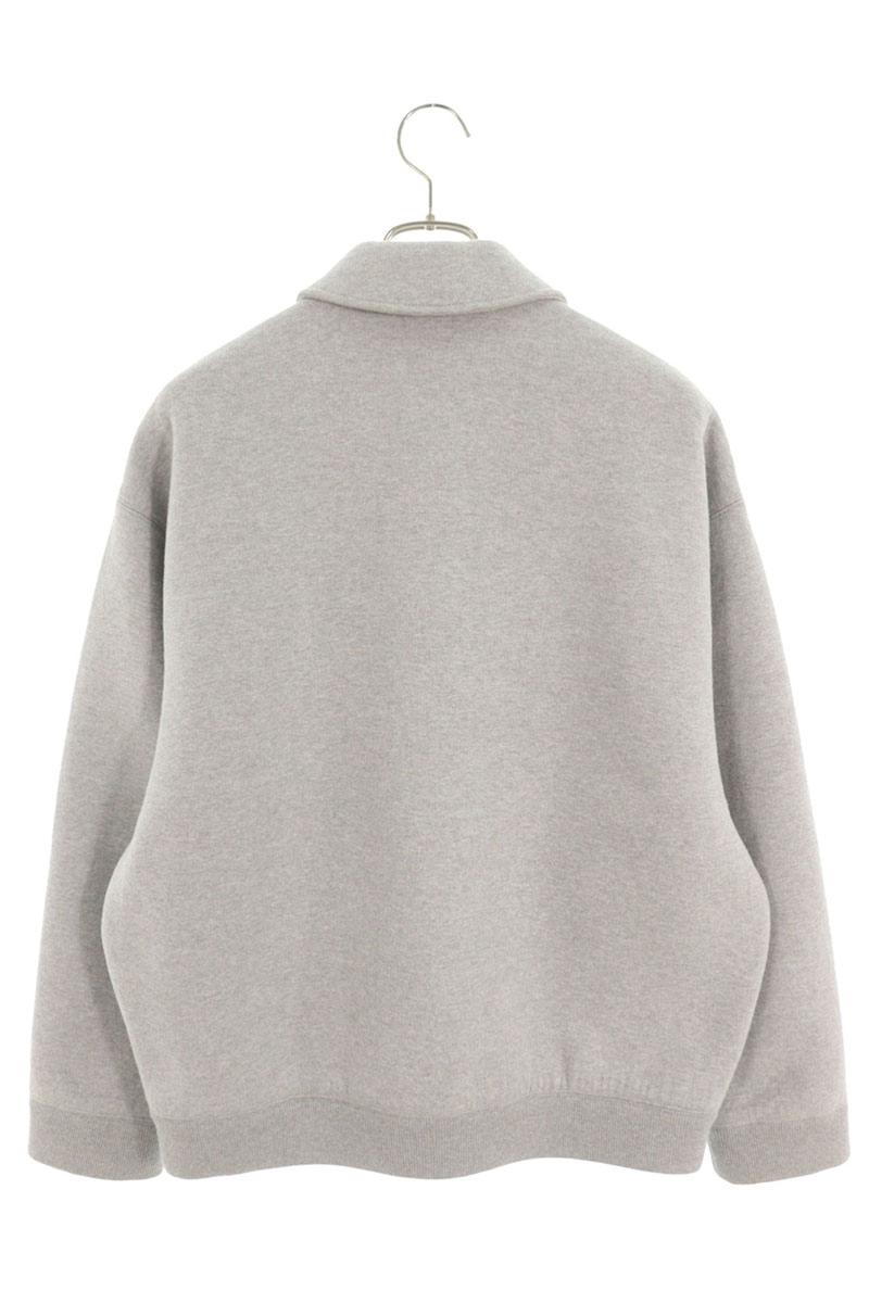 miumiu Logo Embroidered Zip-Up Sweat Blouson Gray Size 38