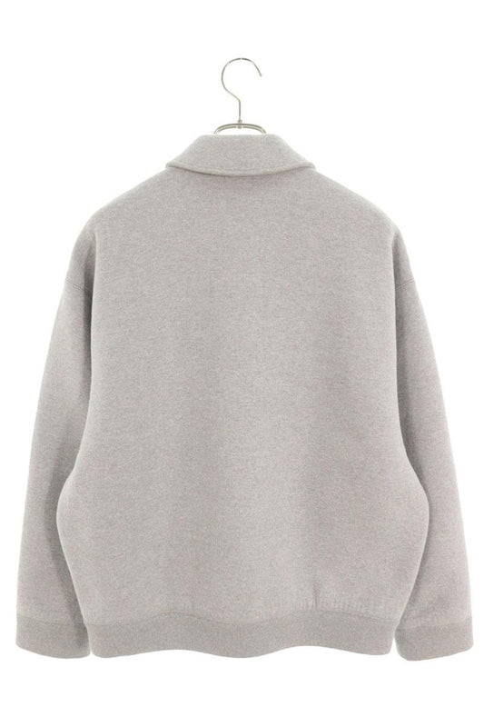 miumiu Logo Embroidered Zip-Up Sweat Blouson Gray Size 38