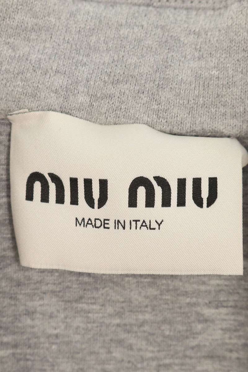 miumiu Logo Embroidered Zip-Up Sweat Blouson Gray Size 38