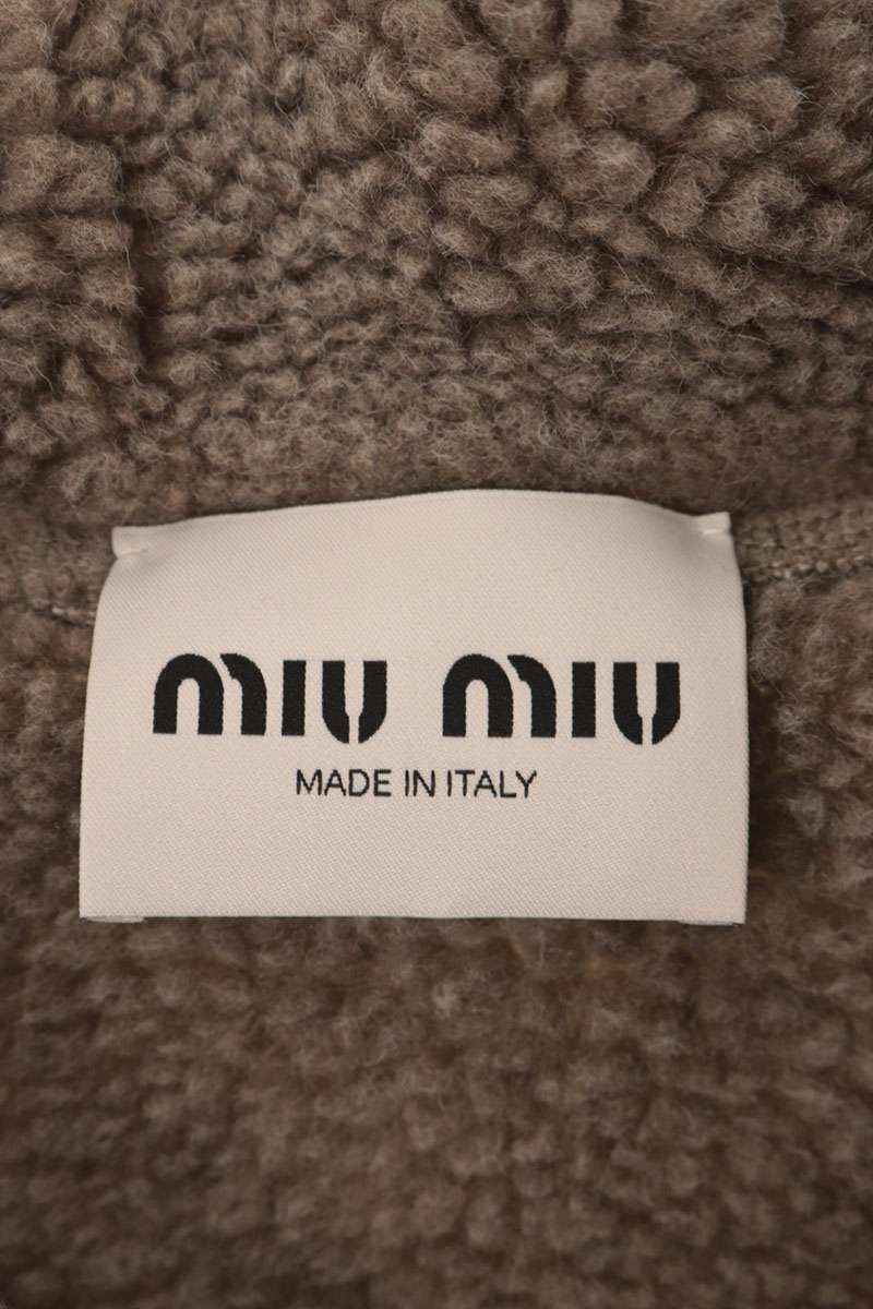 miumiu Cotton Fleece Zip Jacket Brown Size 40