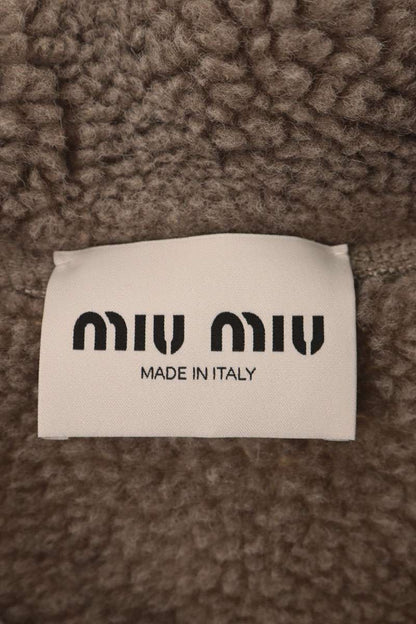 miumiu Cotton Fleece Zip Jacket Brown Size 40