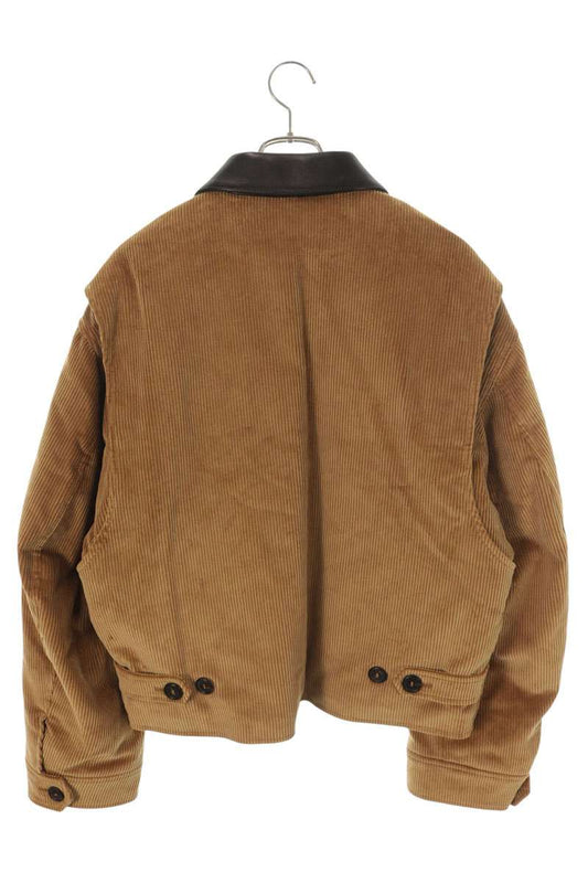 miumiu 25AW Leather Collar Corduroy Jacket Brown Size 40