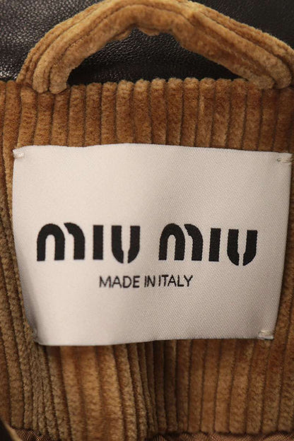 miumiu 25AW Leather Collar Corduroy Jacket Brown Size 40