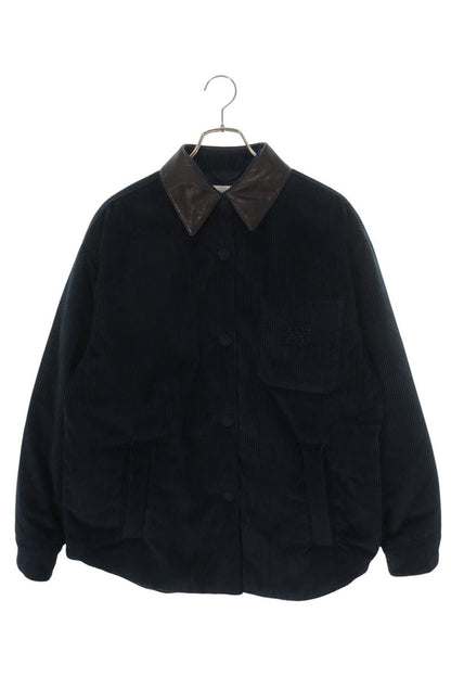 miumiu 25AW Leather Collar Corduroy Jacket Navy Size XL