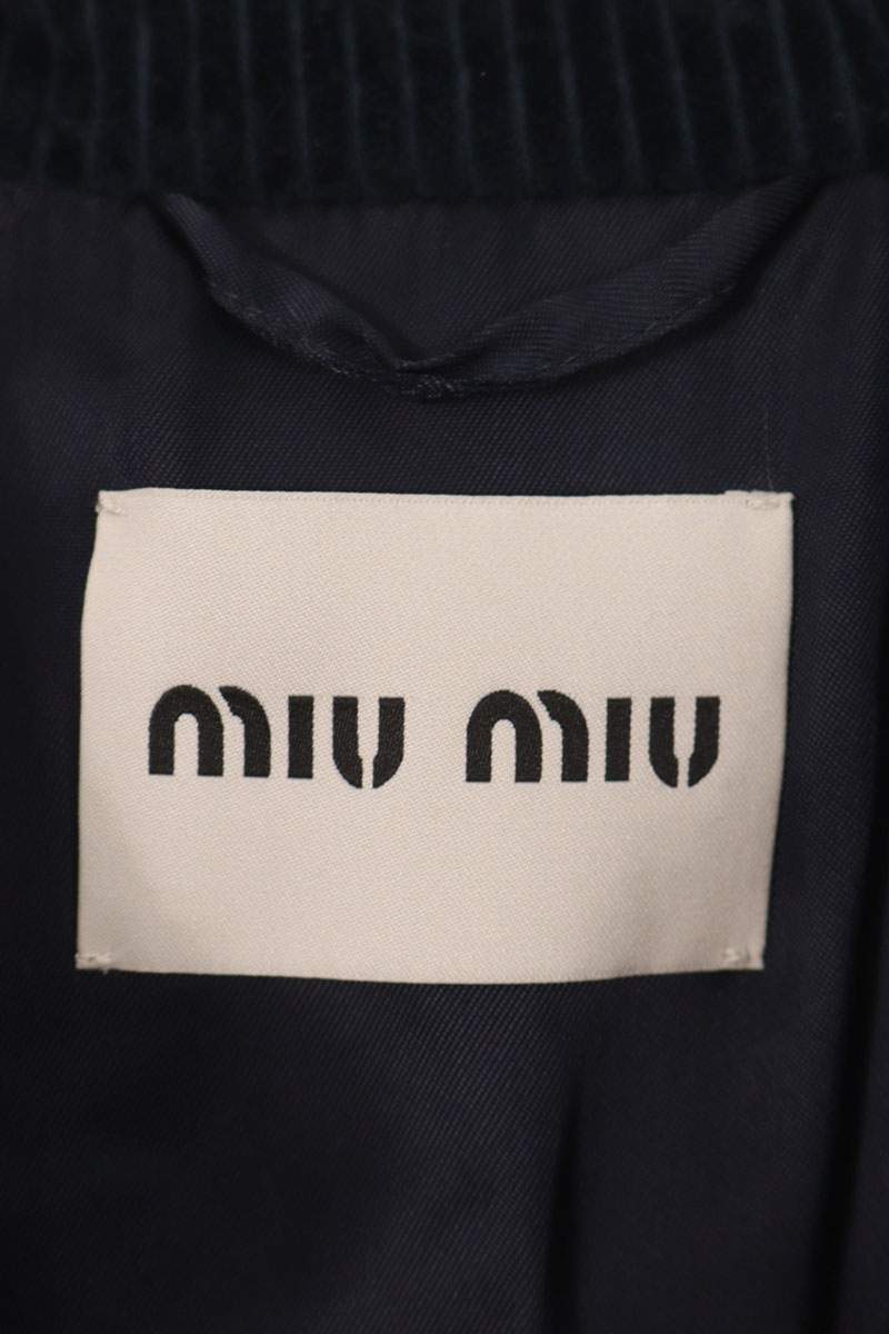 miumiu 25AW Leather Collar Corduroy Jacket Navy Size XL