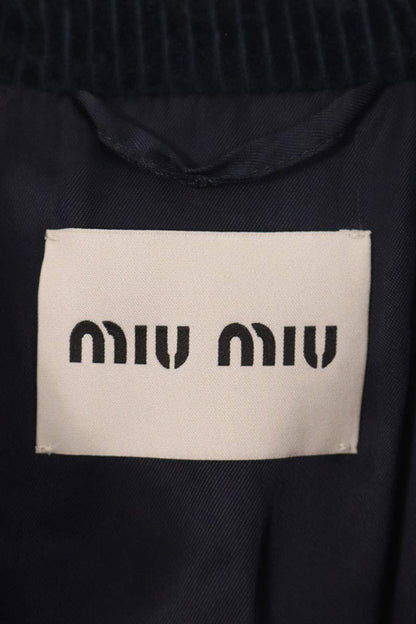 miumiu 25AW Leather Collar Corduroy Jacket Navy Size XL
