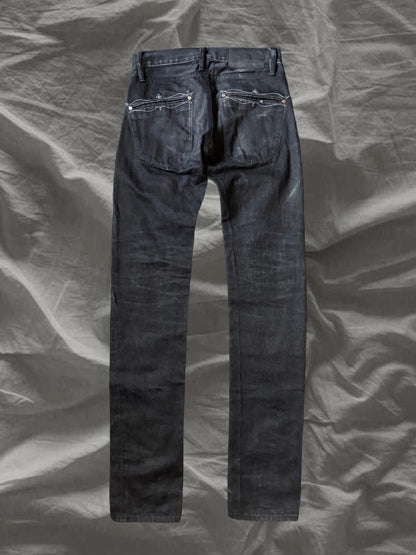 LEMAIRE 90s Embroidered Slim Black Denim Pants Size 27