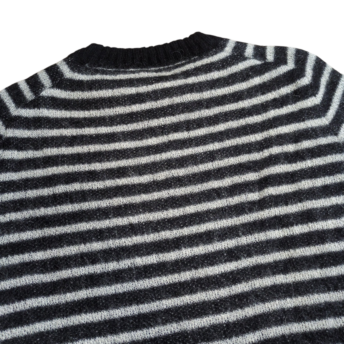 SAINT LAURENT Mohair Wool Border Cropped Sweater