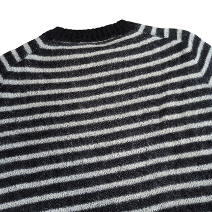 SAINT LAURENT Mohair Wool Border Cropped Sweater