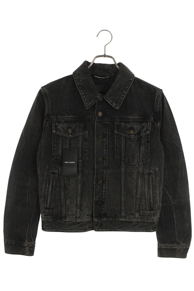 YVES SAINT LAURENT Back Embroidered Denim Jacket Size XS