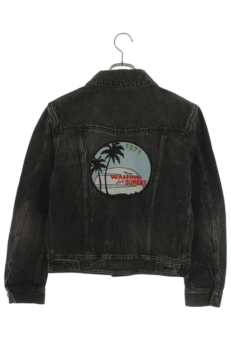 YVES SAINT LAURENT Back Embroidered Denim Jacket Size XS