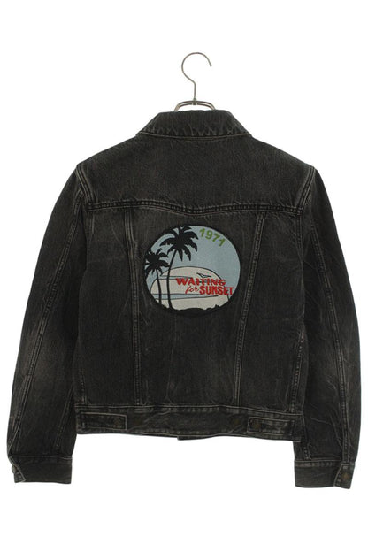 YVES SAINT LAURENT Back Embroidered Denim Jacket Size XS
