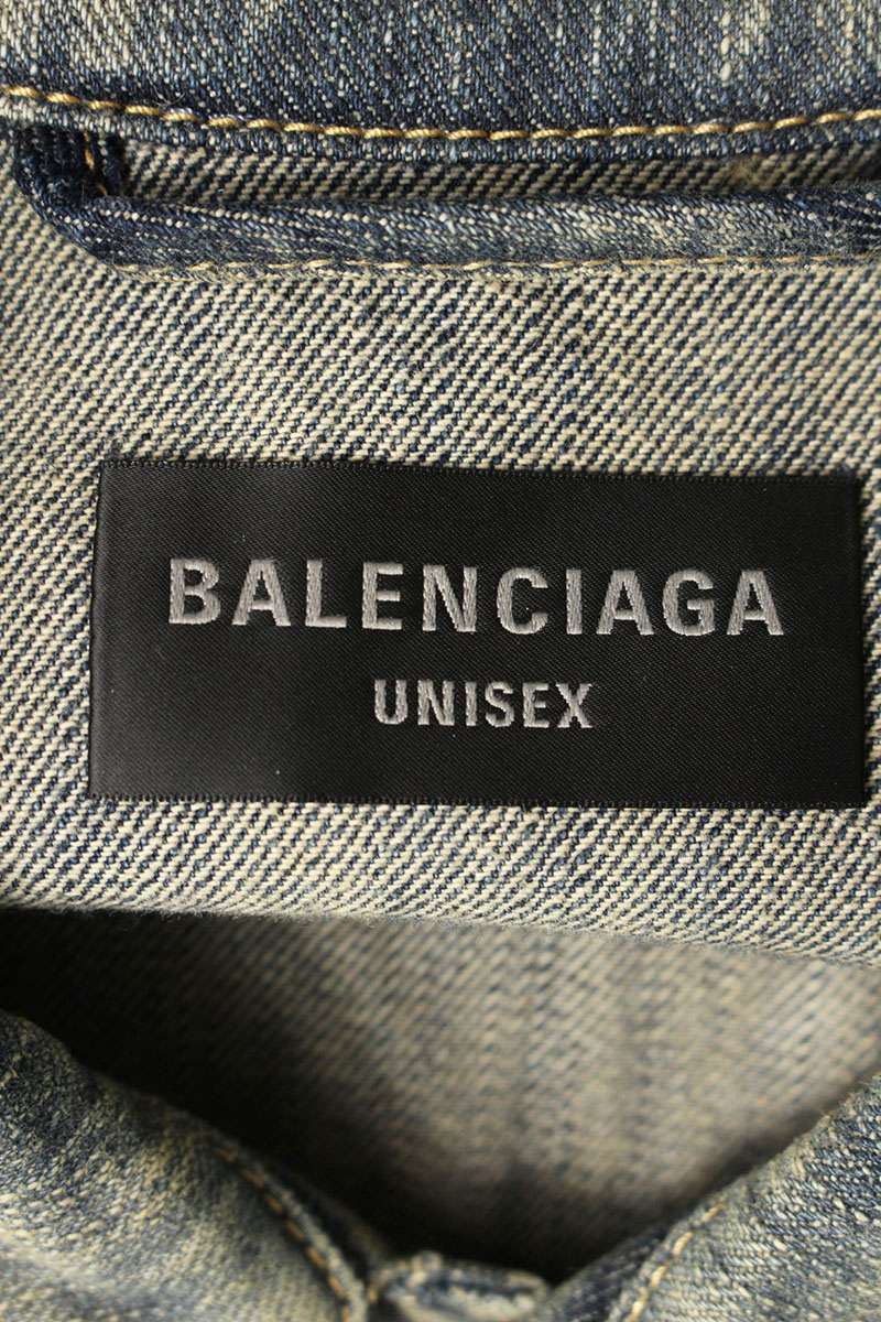 BALENCIAGA Distressed Graffiti Stone Denim Jacket Size 2