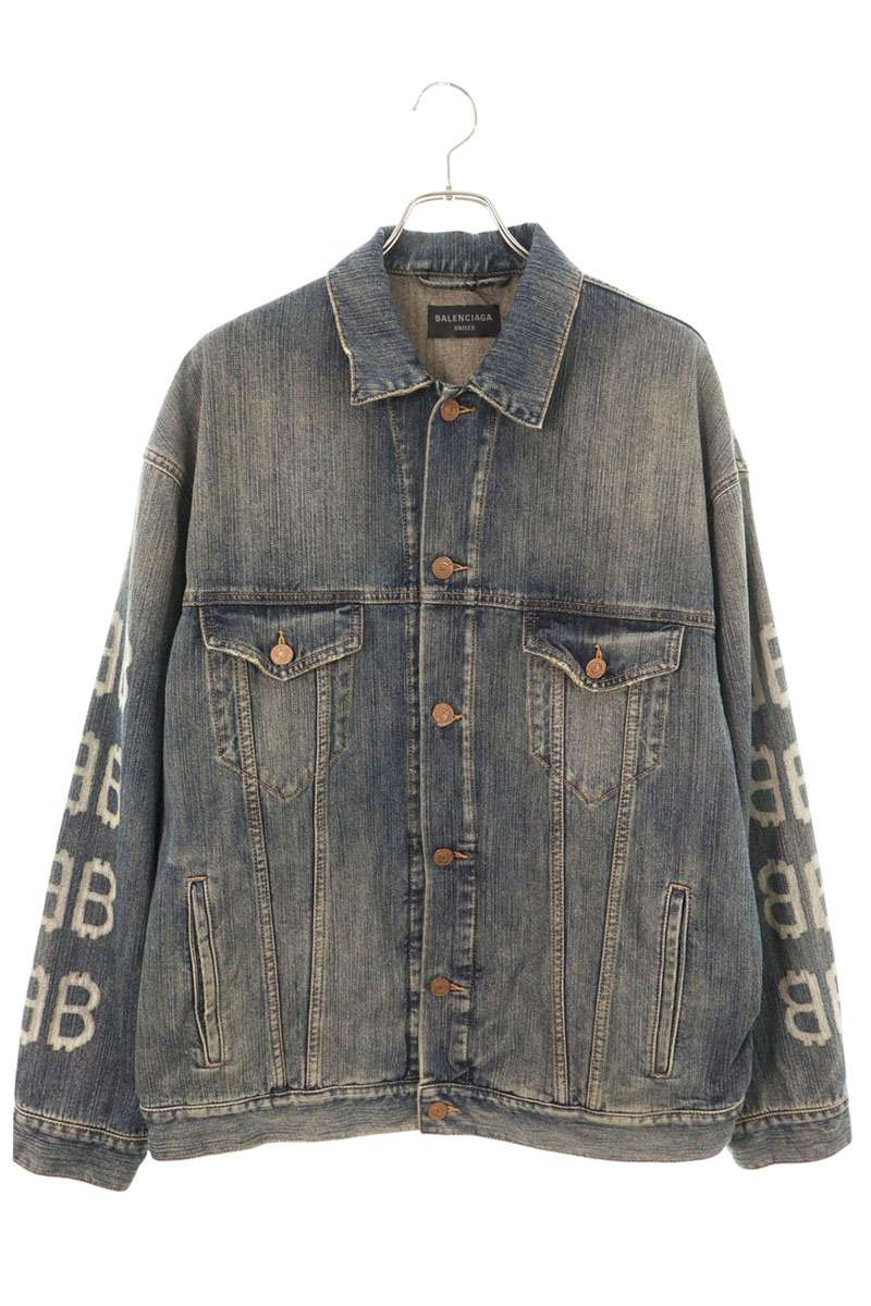 BALENCIAGA 23AW BB Print Oversized Denim Jacket Size S