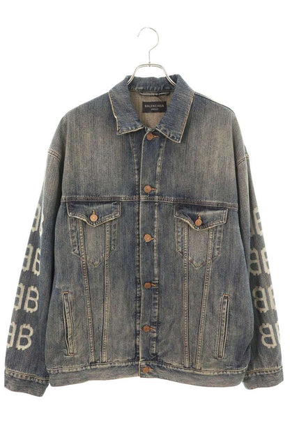BALENCIAGA 23AW BB Print Oversized Denim Jacket Size S