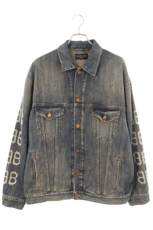 BALENCIAGA 23AW BB Print Oversized Denim Jacket Size S