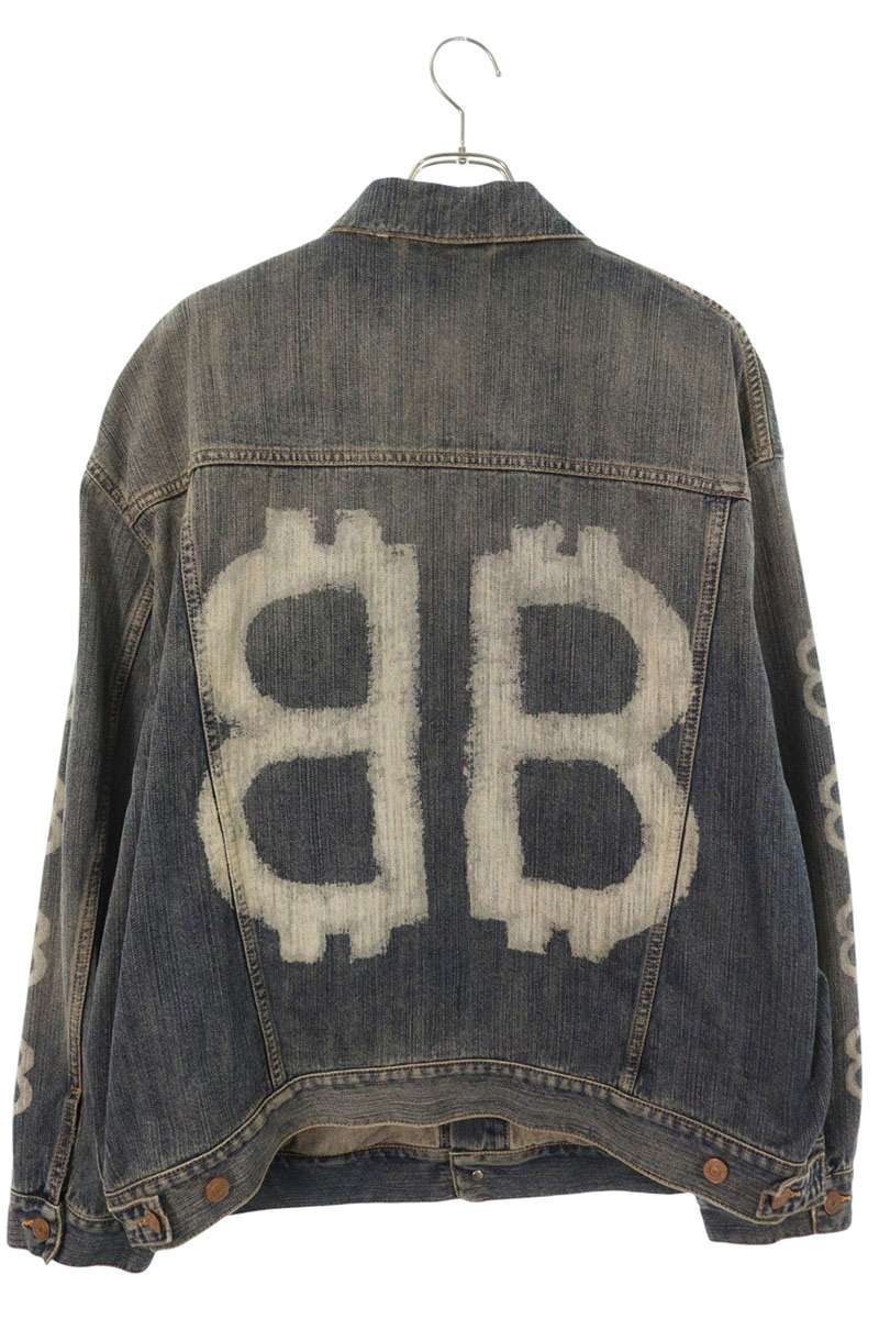BALENCIAGA 23AW BB Print Oversized Denim Jacket Size S