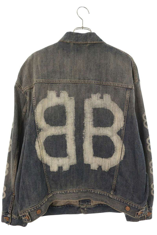 BALENCIAGA 23AW BB Print Oversized Denim Jacket Size S