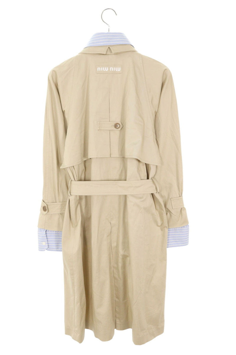miumiu 22SS Shirt Layered Trench Coat Beige/Blue Size XXS