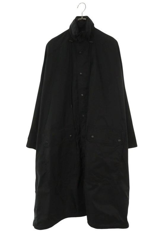 BALENCIAGA Logo Embroidered Nylon Opera Coat Black Size XXL