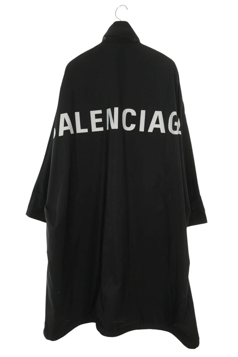 BALENCIAGA Logo Embroidered Nylon Opera Coat Black Size XXL