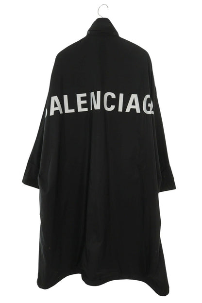 BALENCIAGA Logo Embroidered Nylon Opera Coat Black Size XXL