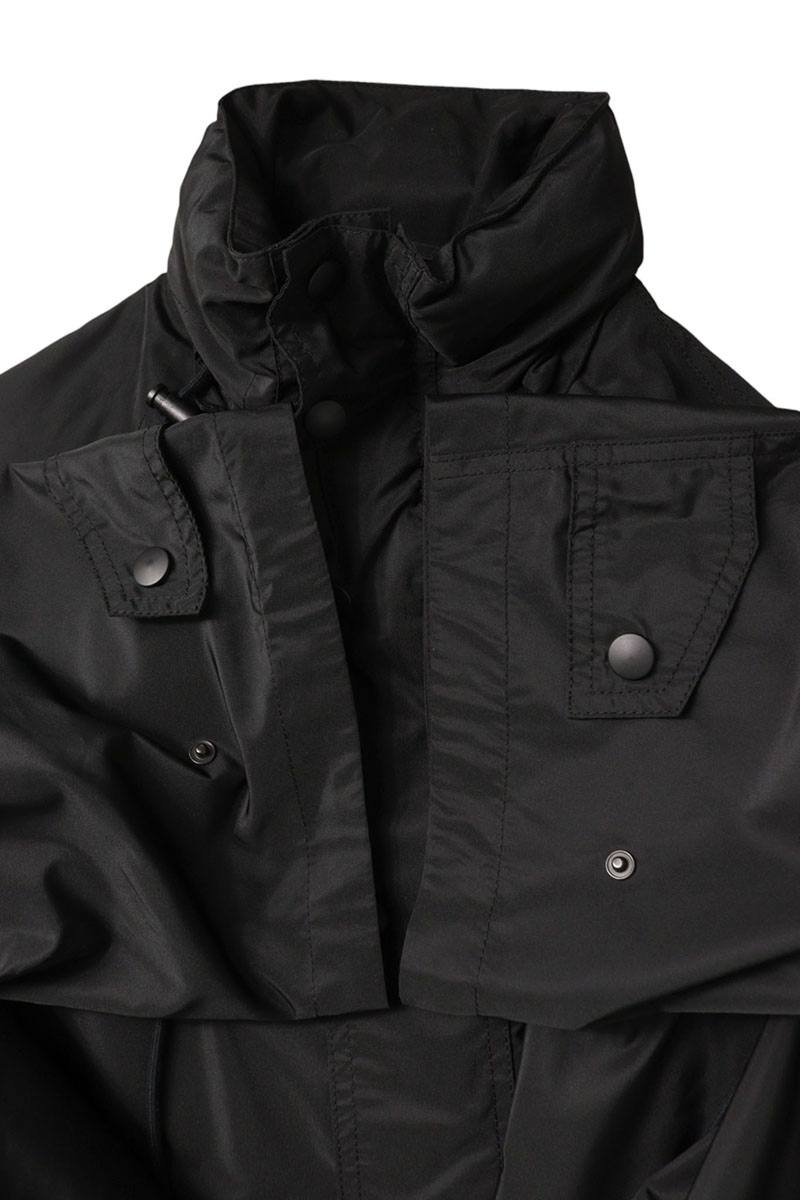 BALENCIAGA Logo Embroidered Nylon Opera Coat Black Size XXL