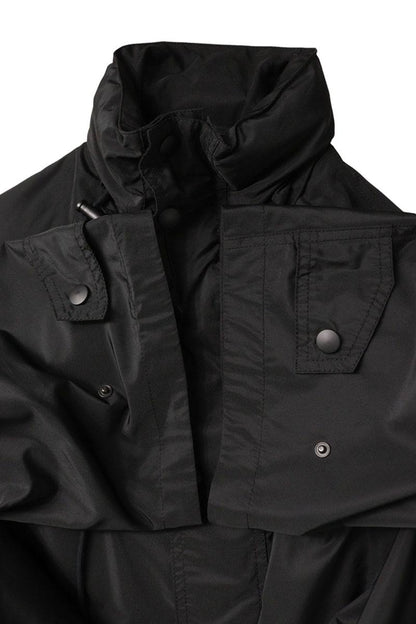 BALENCIAGA Logo Embroidered Nylon Opera Coat Black Size XXL