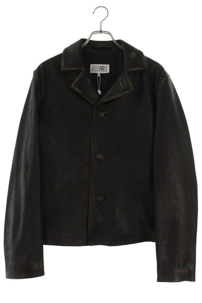 MM6 26SS Distressed Lambskin Leather Jacket Black Size L