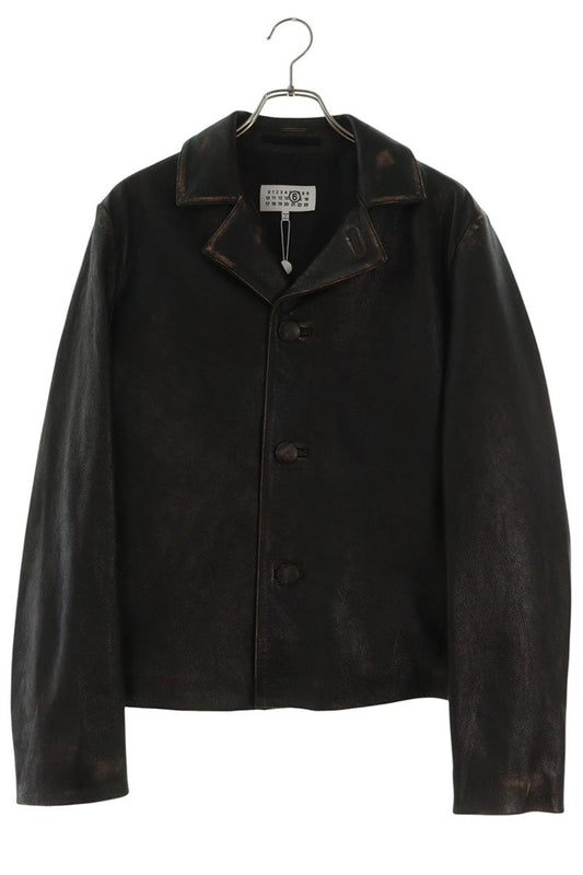 MM6 26SS Distressed Lambskin Leather Jacket Black Size L